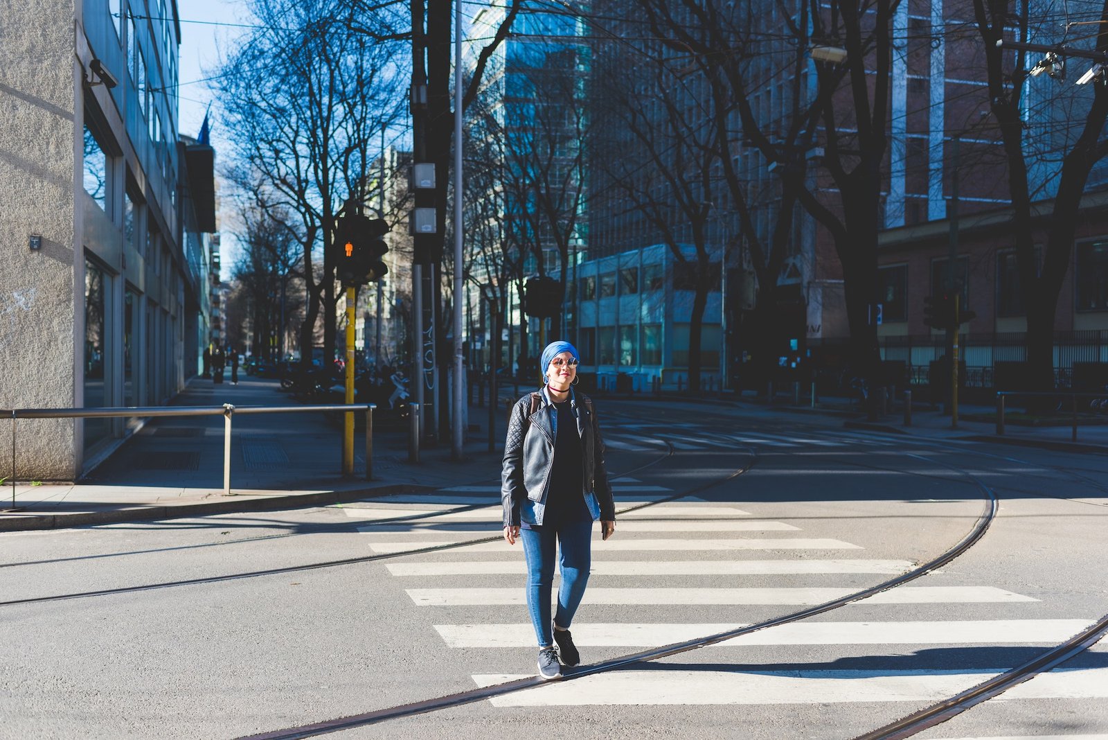 Arabian young woman wearing hijab outdoor walking