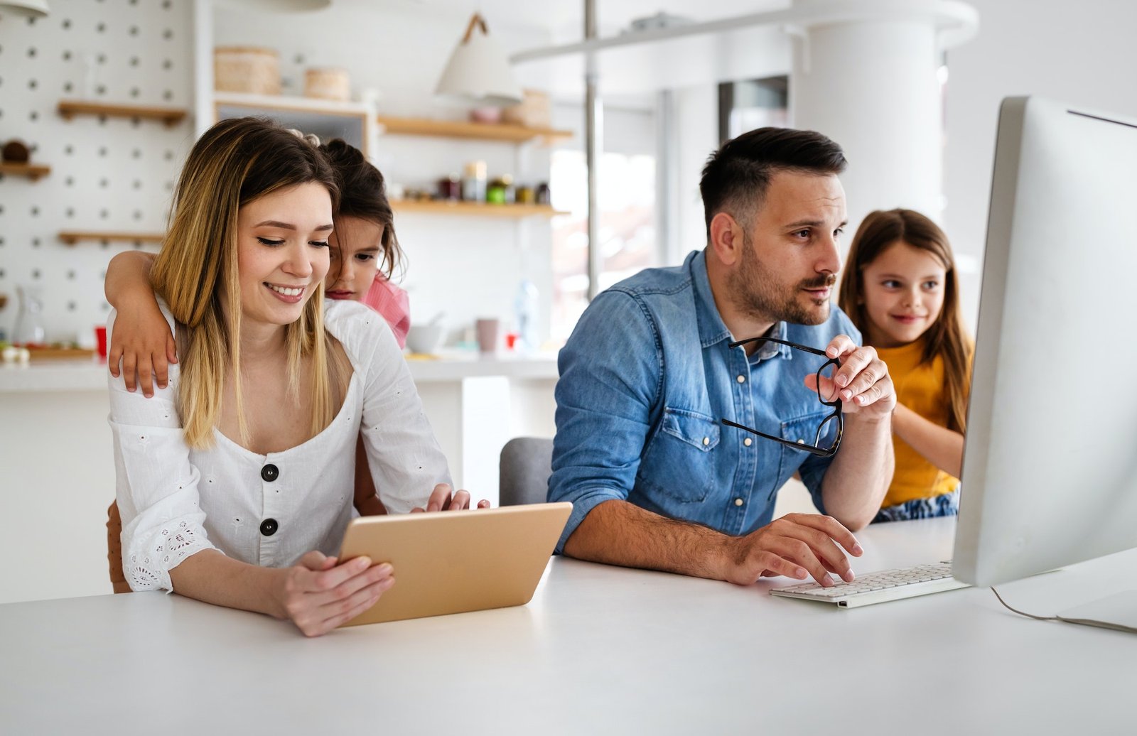 Education family online school technology lockdown concept